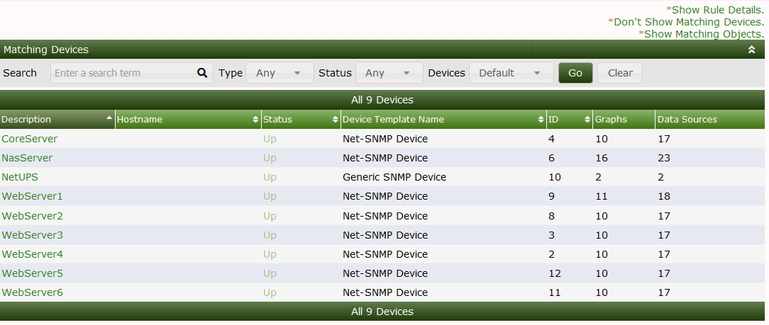 Automation Graph Rules Matching Devices