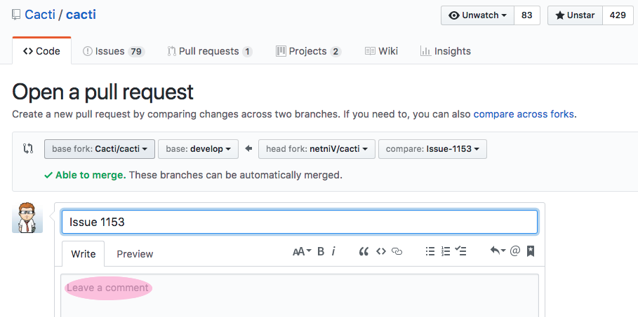 cacti - create pull request 2