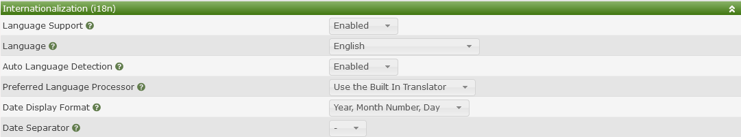 Internationalization Settings